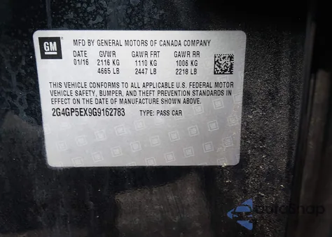 2016 Buick Regal Turbo/E-Assist Premium I z USA, uszkodzony, nr VIN 2G4GP5EX9G9162783